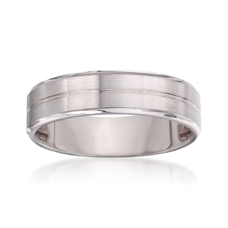 Men's 6mm 14kt White Gold Wedding Ring. Size 11 image number 0