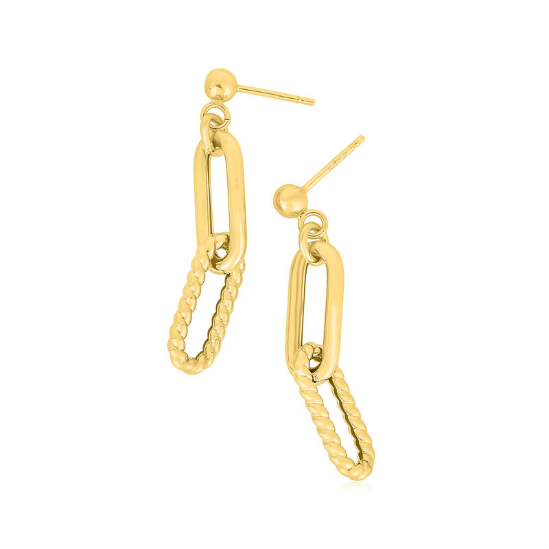 Phillip Gavriel "Italian Cable" 14kt Yellow Gold Paper Clip Link Drop Earrings image number 3
