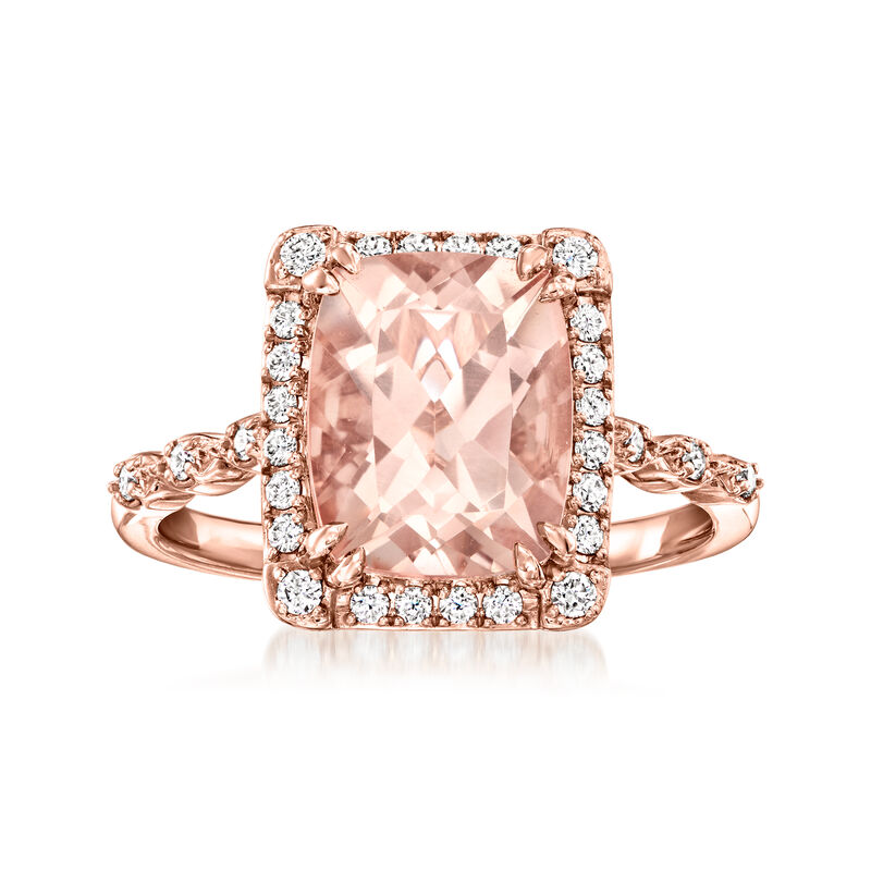 2.60 Carat Morganite Ring with .22 ct. t.w. Diamonds in 14kt Rose Gold image number 0