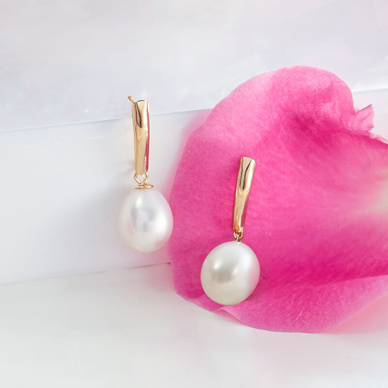 8.5-9mm Cultured Pearl Drop Earrings in 14kt Yellow Gold   image number 3