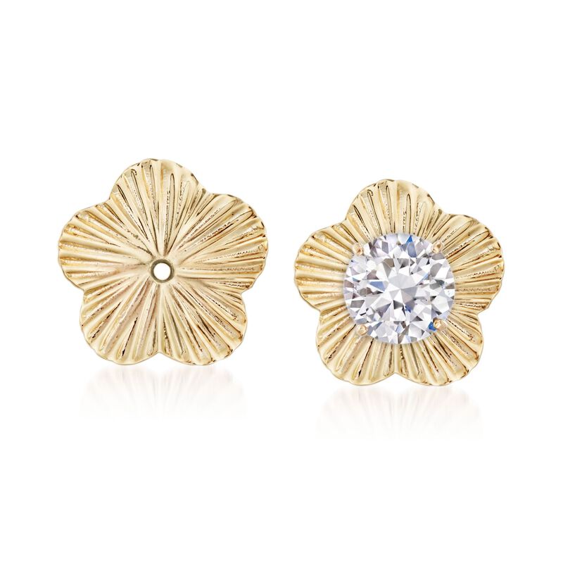 14kt Yellow Gold Flower Earring Jackets image number 0