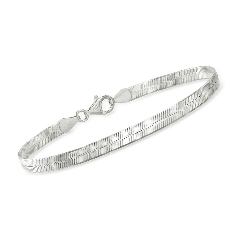 Italian 4mm Sterling Silver Herringbone Bracelet  image number 0