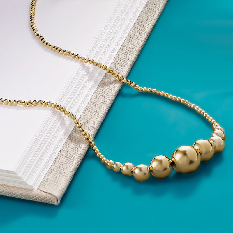 2-10mm 14kt Yellow Gold Graduated Bead Necklace image number 5