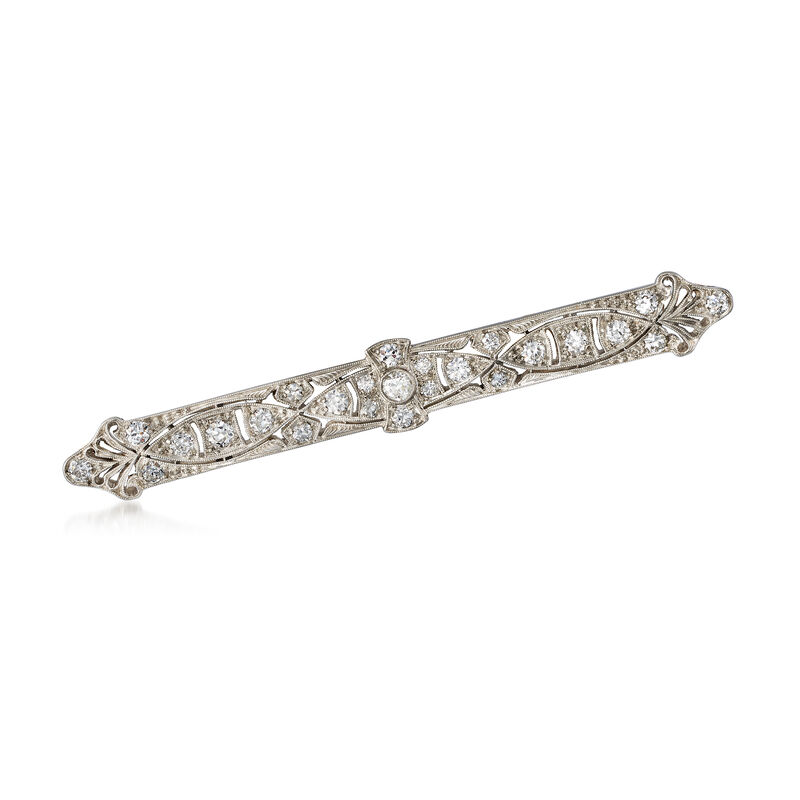 C. 1950 Vintage Tiffany Jewelry 1.50 ct. t.w. Diamond Bar Pin in Platinum image number 0