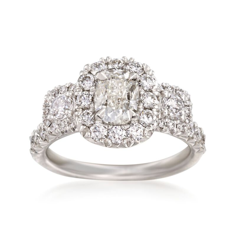 Henri Daussi 2.12 ct. t.w. Diamond Three-Stone Engagement Ring in 18kt White Gold image number 0