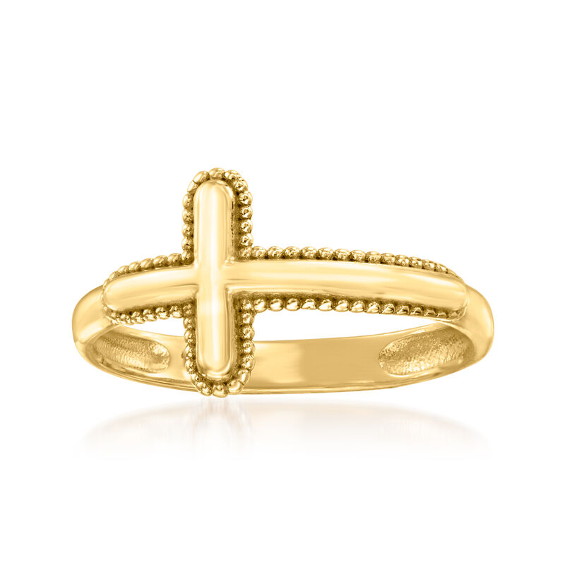 14kt Yellow Gold Sideways Cross Ring image number 0