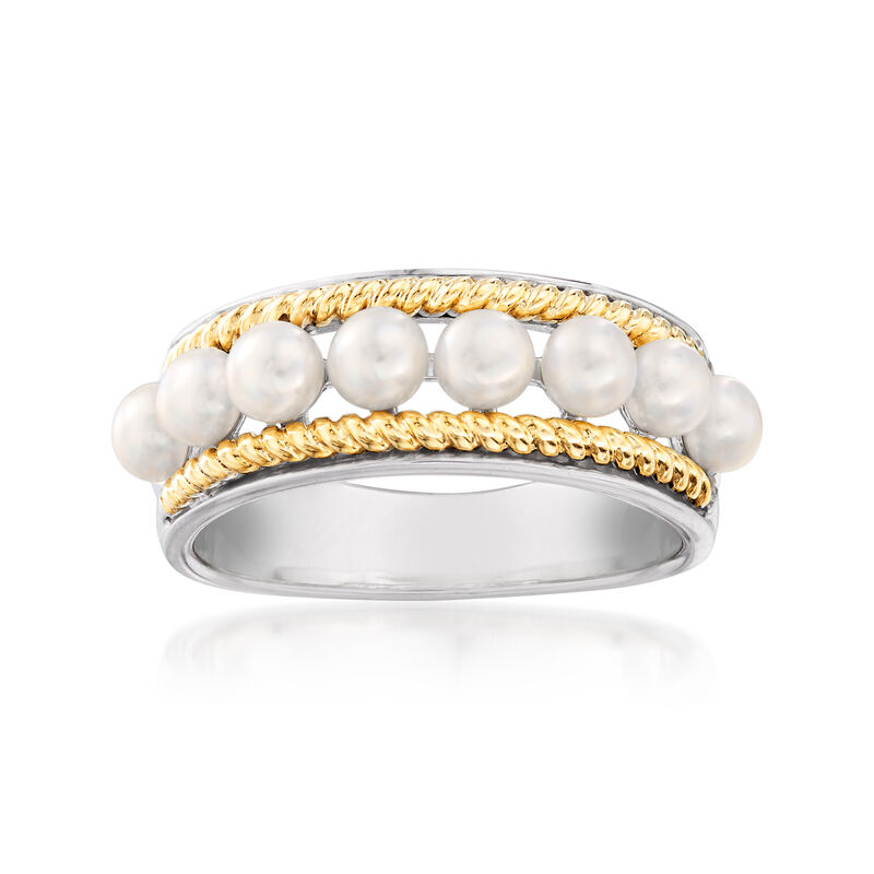 Cultured Pearl Ring in Sterling Silver and 14kt Yellow Gold image number 0
