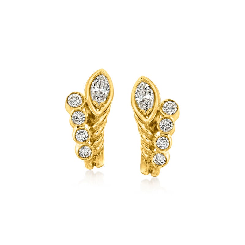 C. 1980 Vintage 1.20 ct. t.w. Diamond Earrings in 14kt Yellow Gold image number 0