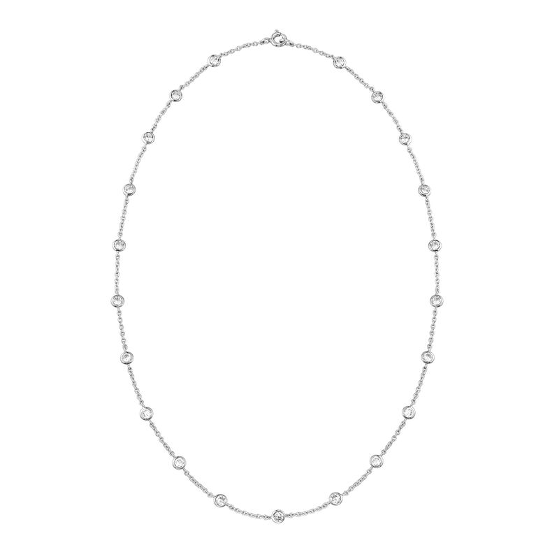 4.50 ct. t.w. Bezel-Set CZ Station Necklace in Sterling Silver image number 4