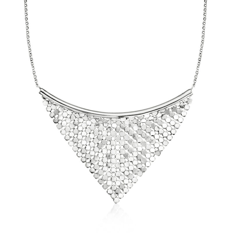 Italian Sterling Silver Mesh Bib Necklace image number 0