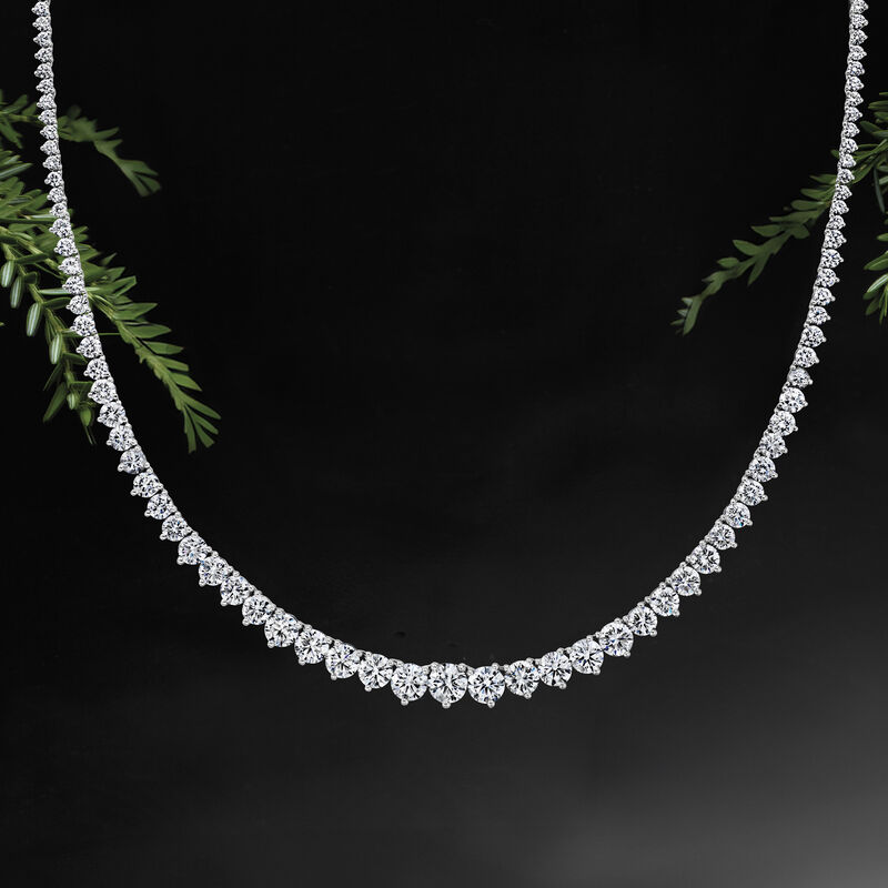 15.00 ct. t.w. Graduated Lab-Grown Diamond Tennis Necklace in 14kt White Gold image number 3