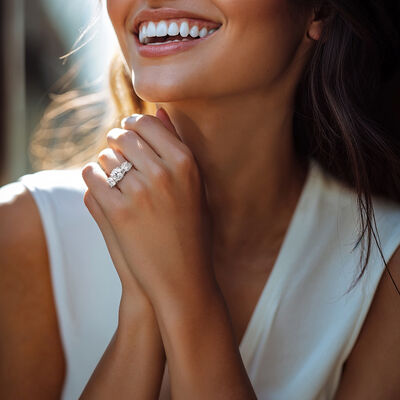 3.00 ct. t.w. Lab-Grown Diamond Three-Stone Ring in Platinum