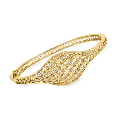 18kt Gold Over Sterling Filigree Swirl Bangle Bracelet