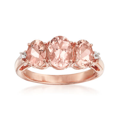 2.60 ct. t.w. Morganite Ring with White Topaz in 18kt Rose Gold Over Sterling