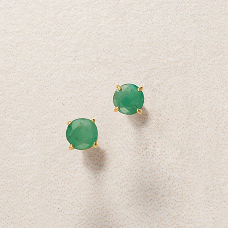 .50 ct. t.w. Round Emerald Stud Earrings in 14kt Yellow Gold image number 2
