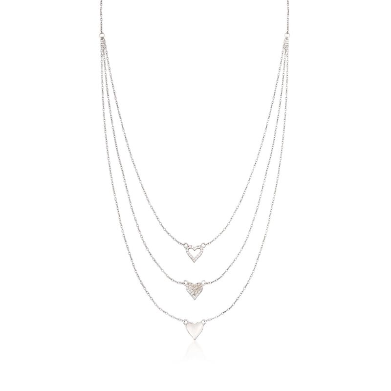 .25 ct. t.w. CZ Layered Heart Necklace in Sterling Silver image number 0
