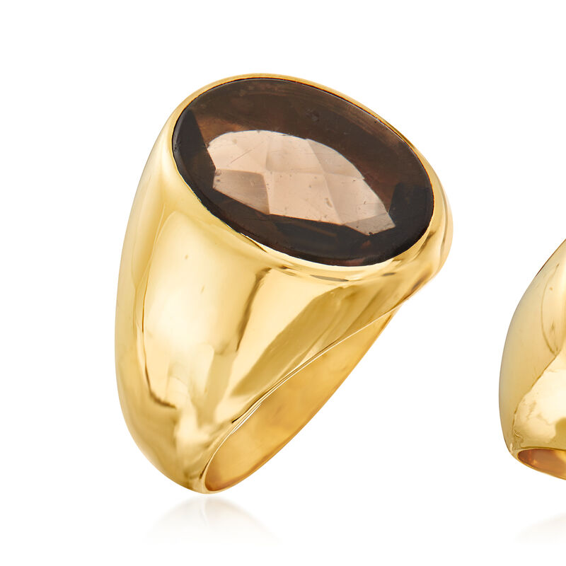 C. 1980 Vintage 5.25 Carat Smoky Quartz Ring in 18kt Yellow Gold. Size 10 image number 2