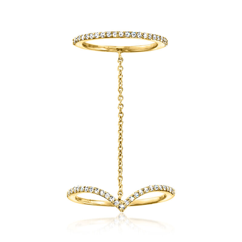 .25 ct. t.w. Diamond Chevron Double-Band Ring in 18kt Gold Over Sterling image number 0