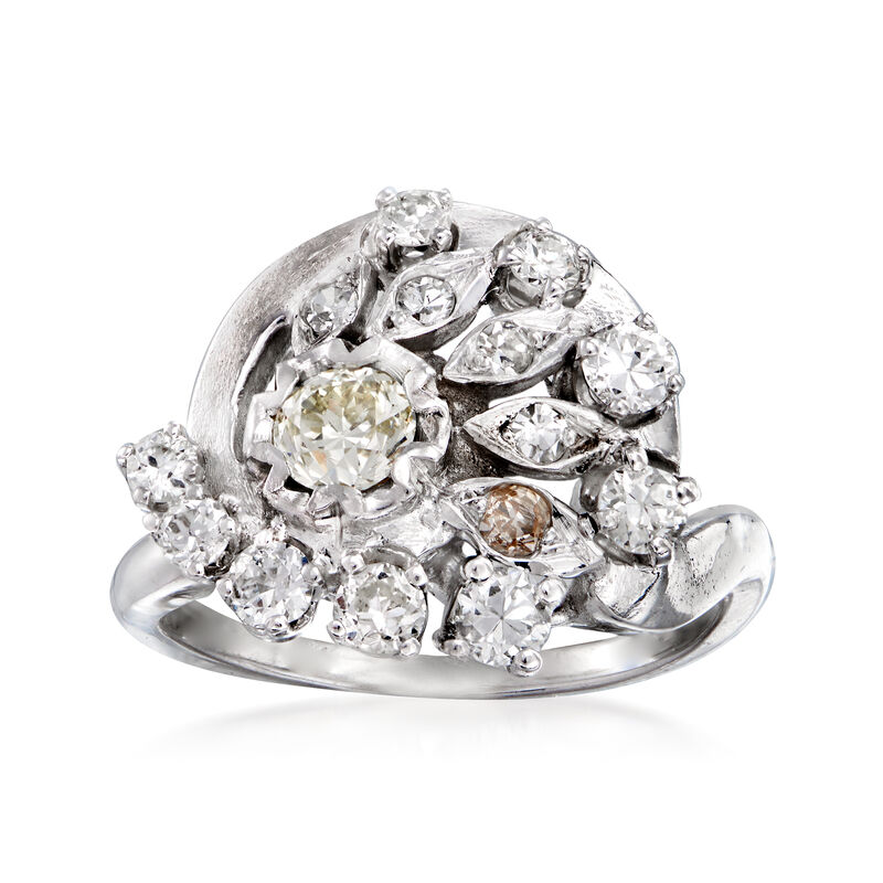 C. 1950 Vintage .97 ct. t.w. Diamond Cluster Ring in 14kt White Gold image number 0