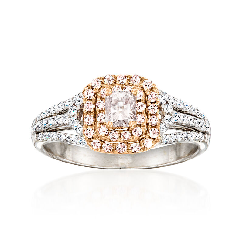 C. 1990 Vintage 1.13 ct. t.w. Pink and White Diamond Ring in 18kt Two-Tone Gold. Size 8 image number 0