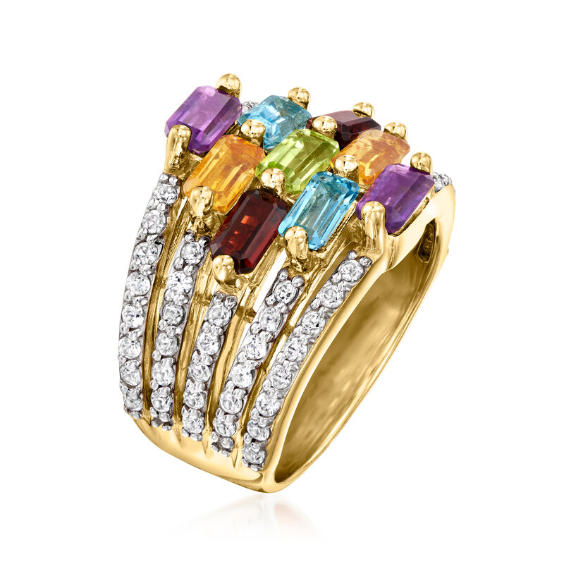 3.80 ct. t.w. Multi-Gemstone Ring in 18kt Gold Over Sterling image number 2