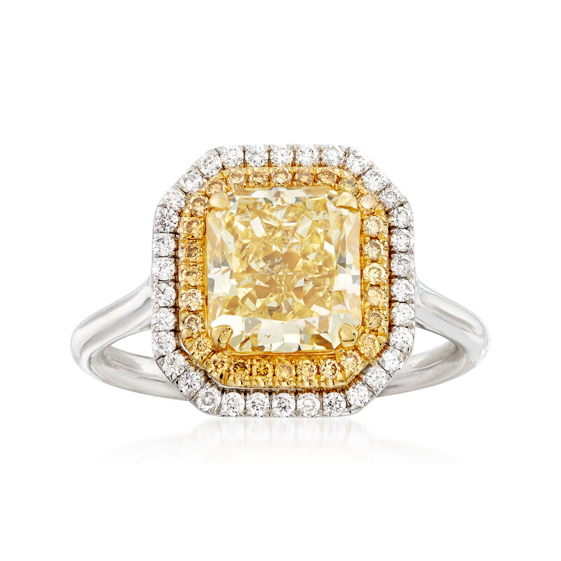 Majestic Collection 3.20 ct. t.w. Yellow and White Diamond Ring in 18kt Two-Tone Gold image number 0