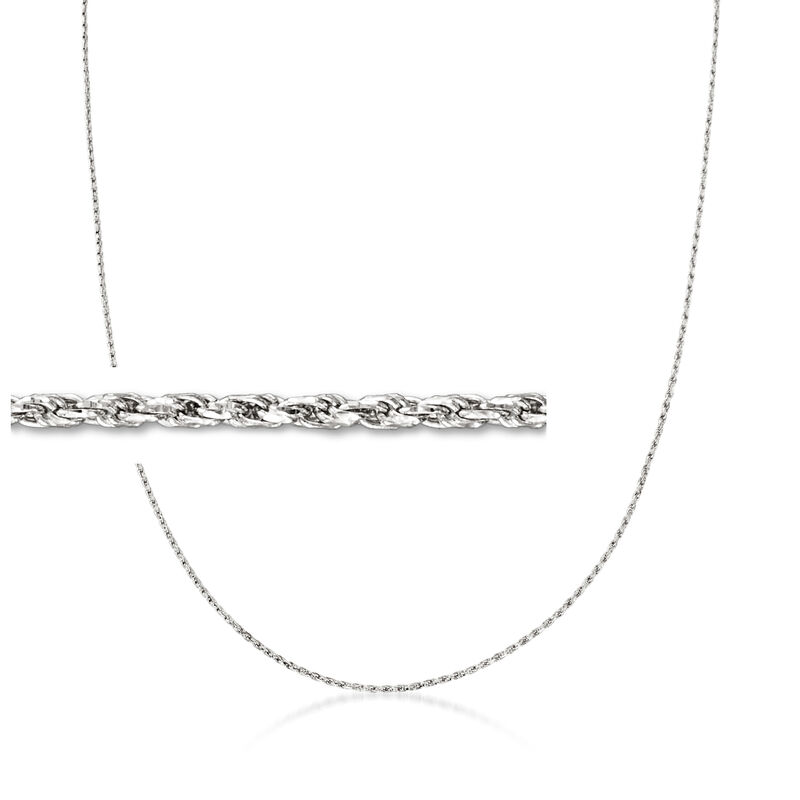 1mm 14kt White Gold Adjustable Rope-Chain Necklace image number 0