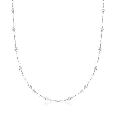1.00 ct. t.w. Bezel-Set Diamond Station Necklace in 14kt White Gold