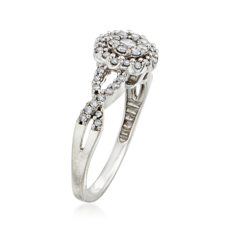 C. 1990 Vintage .50 ct. t.w. Diamond Cluster Ring in 10kt White Gold image number 2