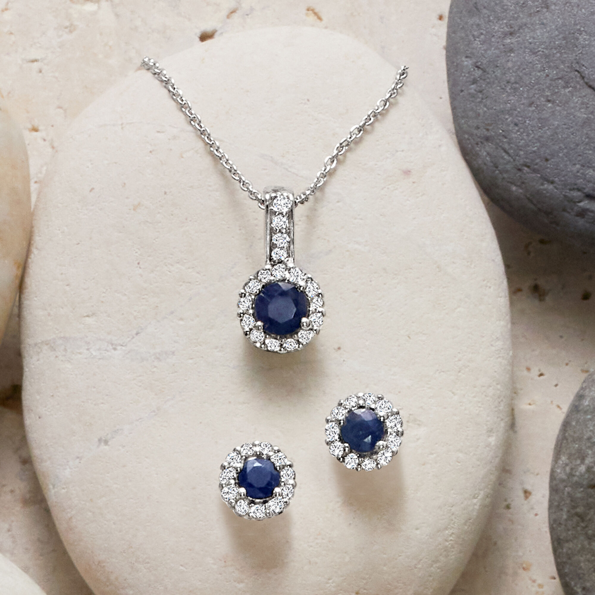 1.20 ct. t.w. Sapphire and .80 ct. t.w. White Topaz Jewelry 1.20 ct. t.w. Sapphire and .80 ct. t.w. White Topaz Jewelry
