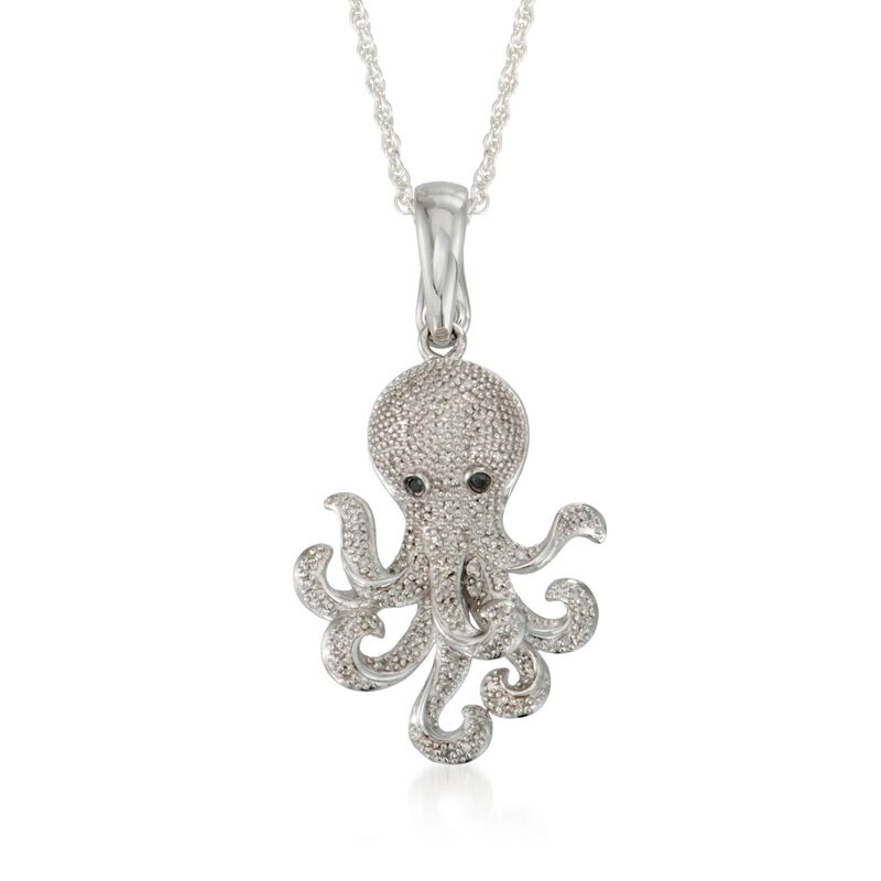 .15 ct. t.w. Diamond Octopus Pendant Necklace in Sterling Silver image number 0