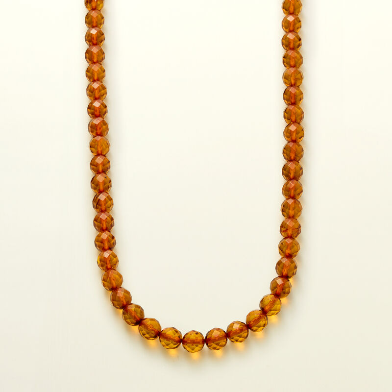 Amber Bead Necklace with 18kt Gold Over Sterling. 18" image number 2