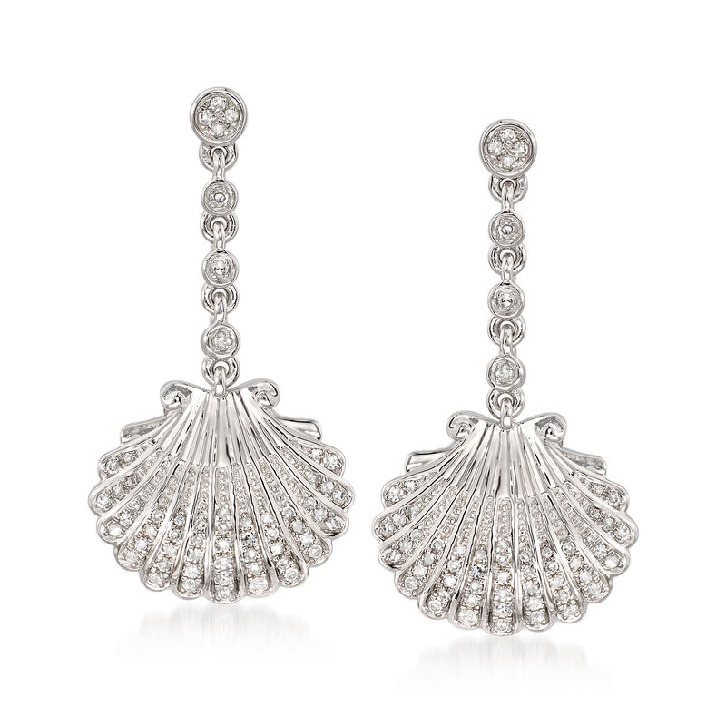 .17 ct. t.w. Diamond Seashell Drop Earrings in Sterling Silver image number 0