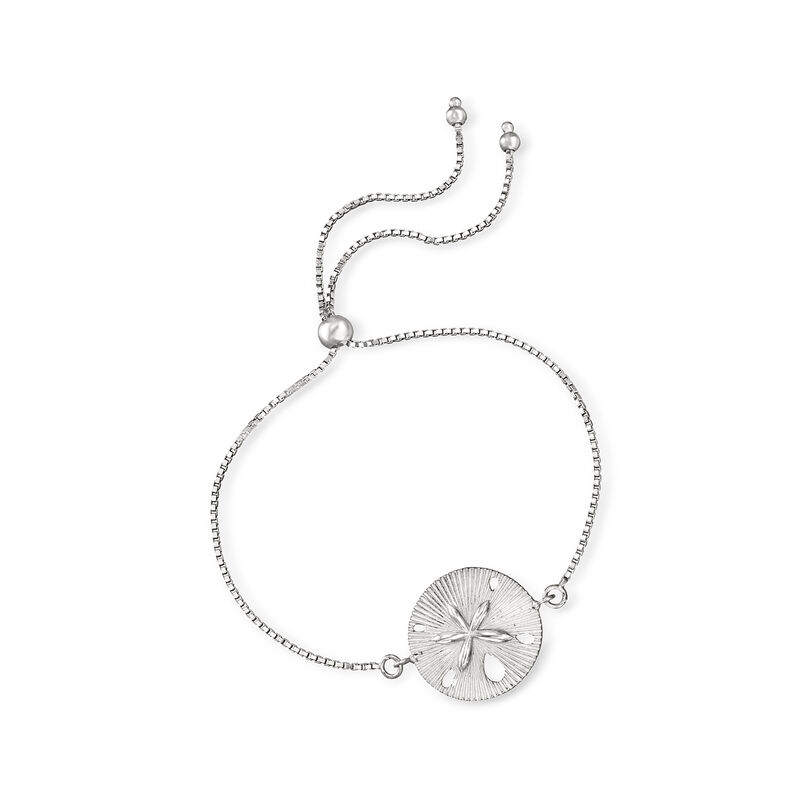 Sterling Silver Textured and Polished Sand Dollar Bolo Bracelet image number 2