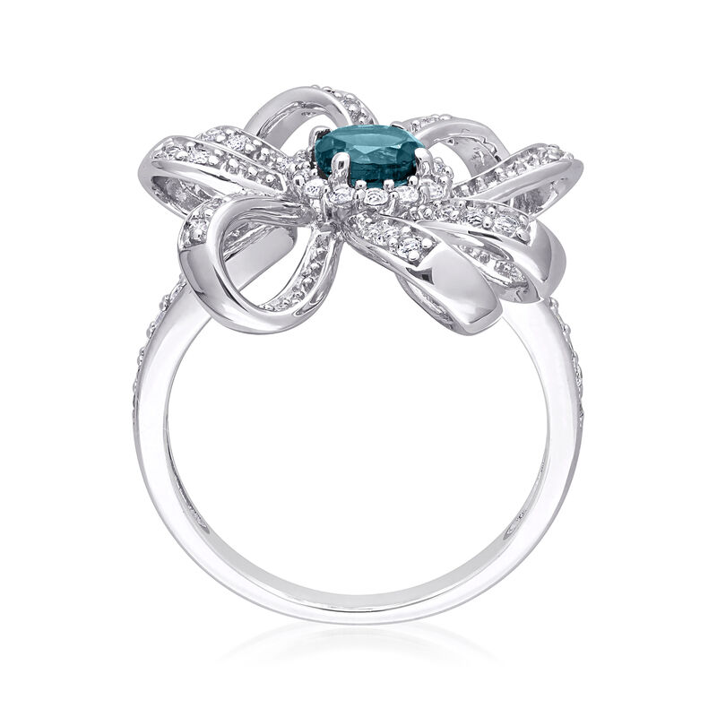 1.00 ct. t.w. White and London Blue Topaz Flower Ring in Sterling Silver image number 2