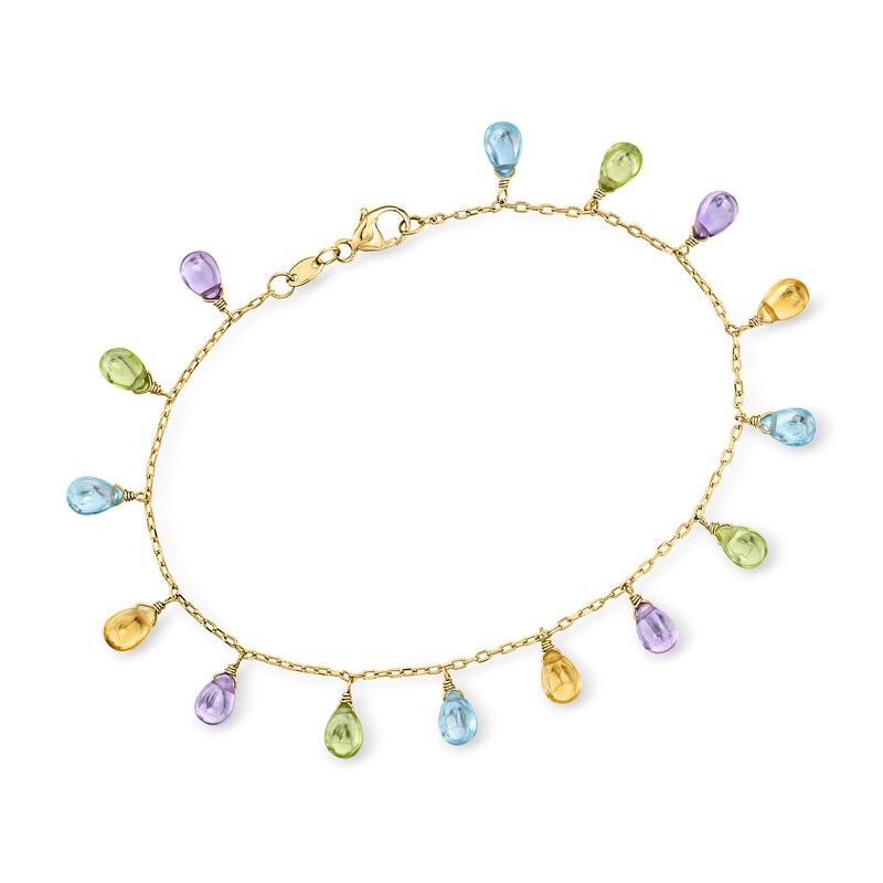 6.20 ct. t.w. Multi-Gemstone Bracelet in 14kt Yellow Gold. 7" image number 0
