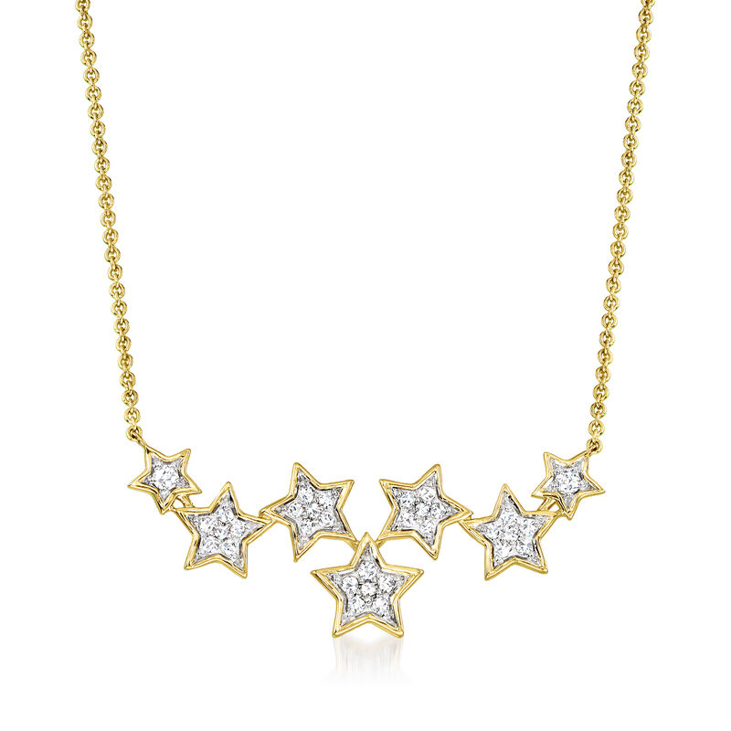 .21 ct. t.w. Diamond Multi-Star Necklace in 14kt Yellow Gold. 18&quot; image number 1