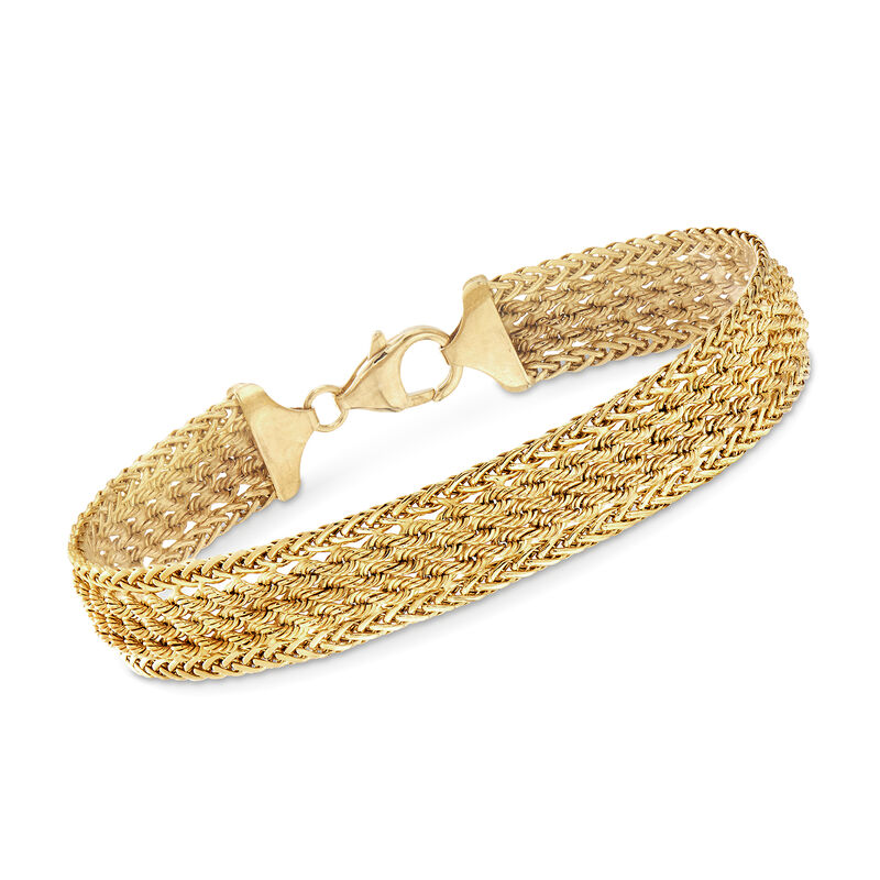 Italian 14kt Yellow Gold Wheat and Rope-Link Bracelet image number 0