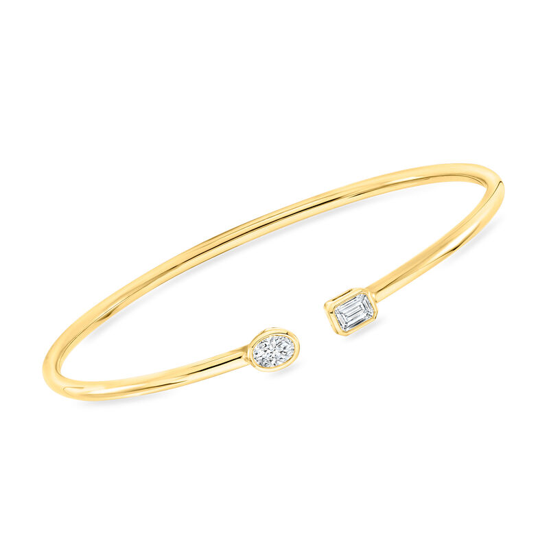 .75 ct. t.w. Lab-Grown Diamond Cuff Bracelet in 18kt Gold Over Sterling. 8"