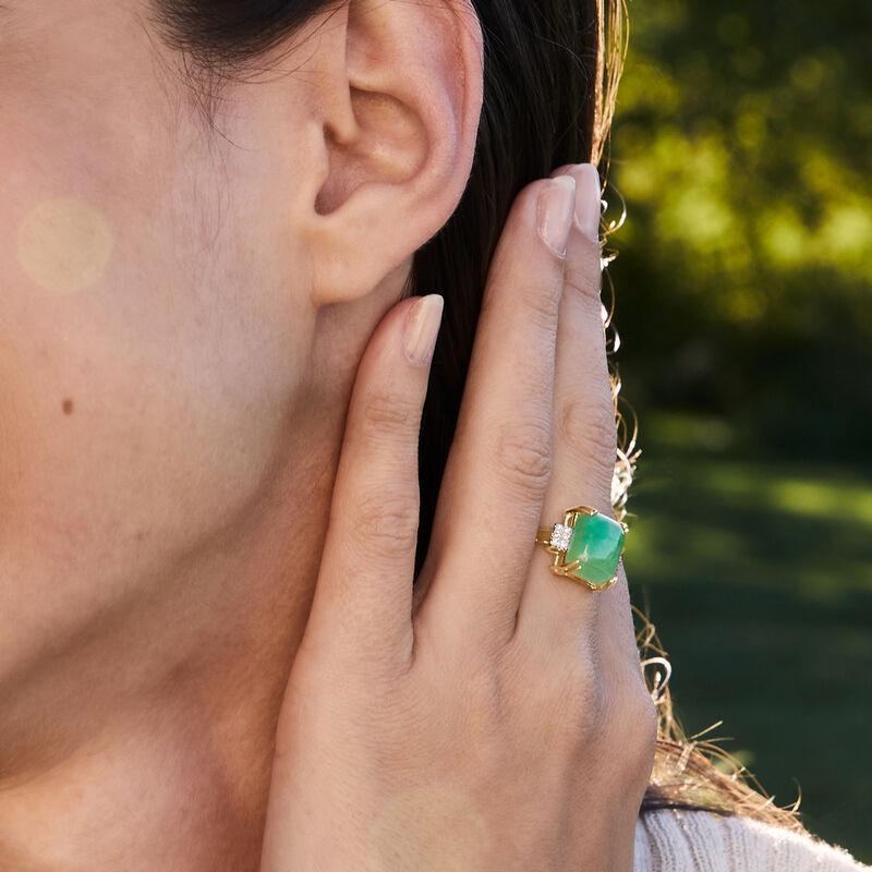 Jade Ring with Diamonds in 10kt Yellow Gold image number 3