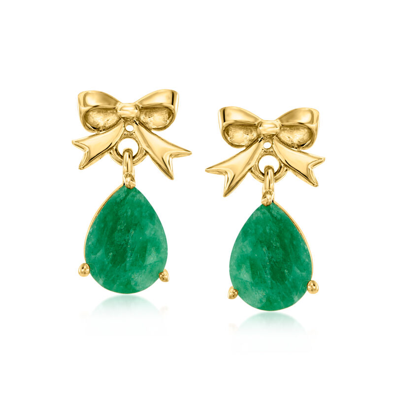 3.30 ct. t.w. Ruby and 2.30 ct. t.w. Emerald Jewelry Set: Two Pairs of Bow Drop Earrings in 18kt Gold Over Sterling image number 4