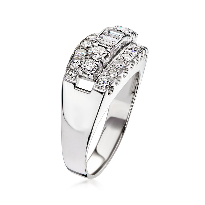 C. 1980 Vintage 1.00 ct. t.w. Diamond Three-Row Ring in 14kt White Gold. Size 6.75 image number 2