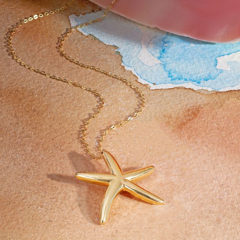 Italian 14kt Yellow Gold Starfish Pendant Necklace image number 4