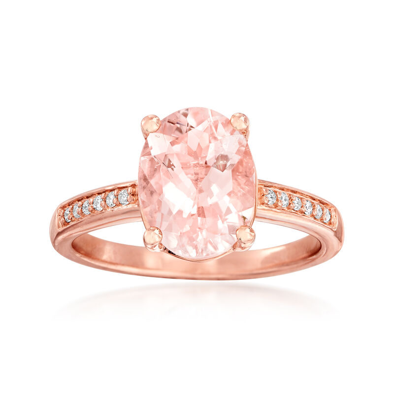 2.00 Carat Morganite Ring with Diamond Accents in 14kt Rose Gold Over Sterling image number 0