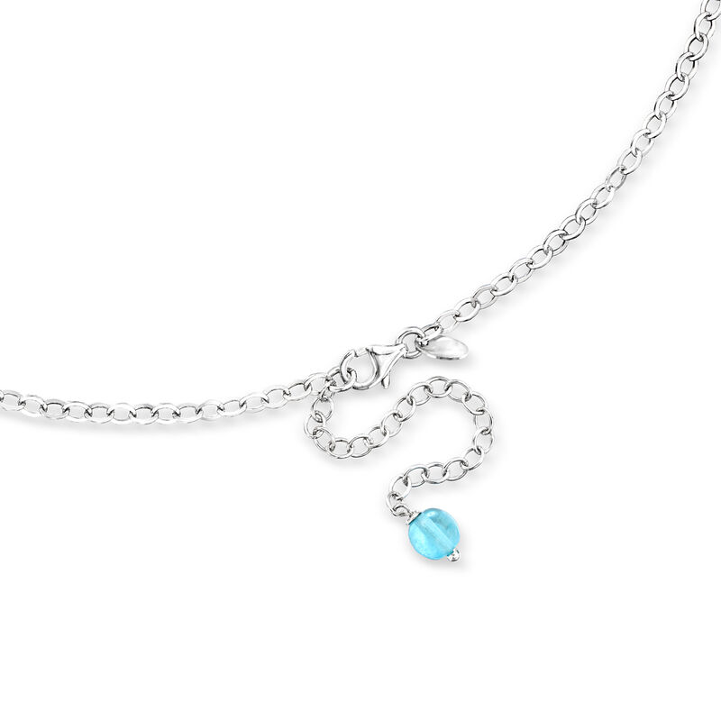 Italian Blue Murano Glass Pendant Necklace in Sterling Silver. 18&quot; image number 2
