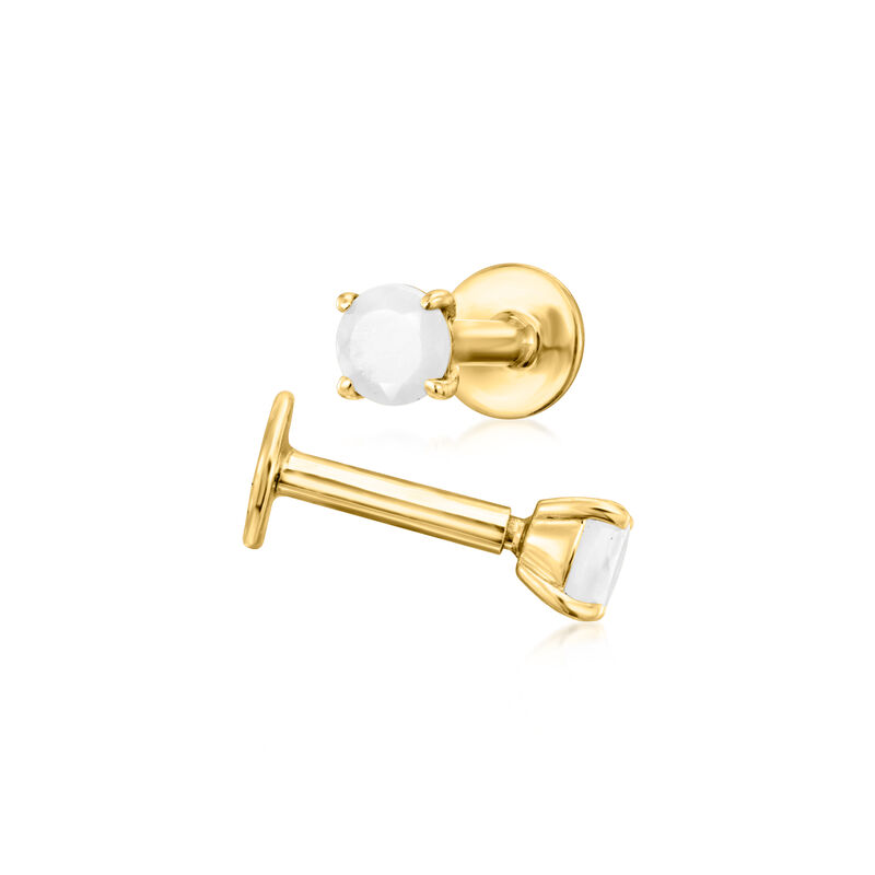 Moonstone Flat-Back Earrings in 14kt Yellow Gold image number 4