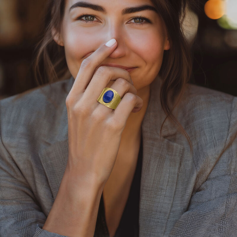 Lapis Ring in 18kt Gold Over Sterling image number 1