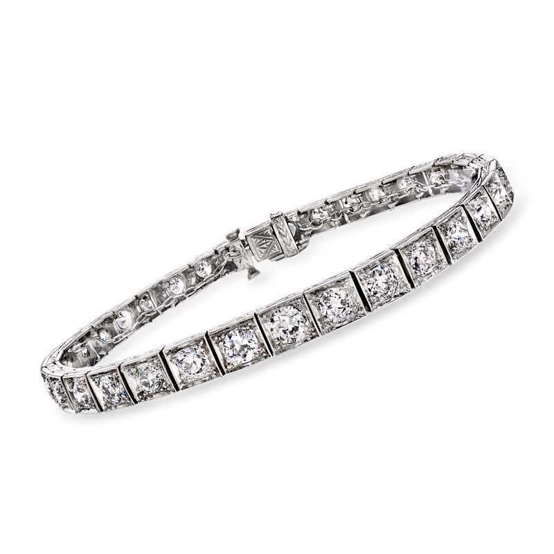 C. 1940 Vintage 5.00 ct. t.w. Diamond Tennis Bracelet in Platinum image number 0