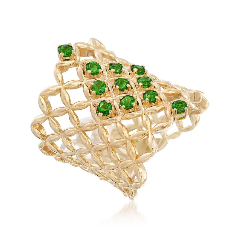 .70 ct. t.w. Chrome Diopside Latticework Ring in 18kt Gold Over Sterling image number 2