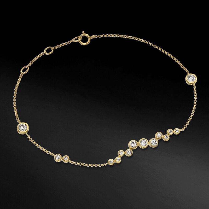 .61 ct. t.w. Bezel-Set Diamond Cluster Bracelet in 14kt Yellow Gold image number 4